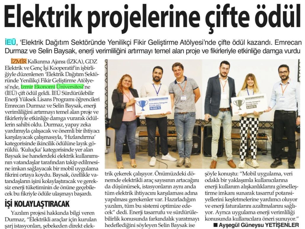 9 Eylül İzmir - Elektrik Projelerine Çifte Ödül